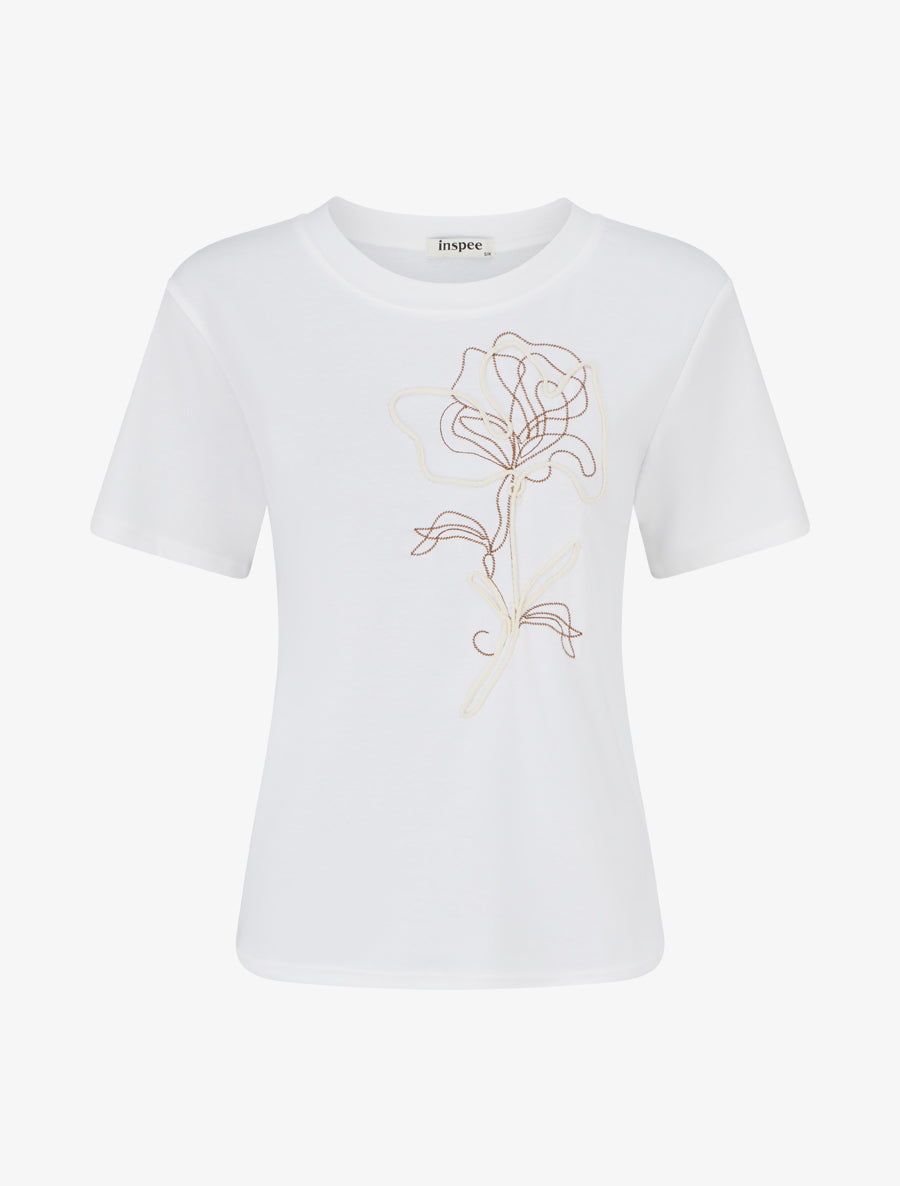 T-shirt manches courtes à motif floral - Blanc - 1
