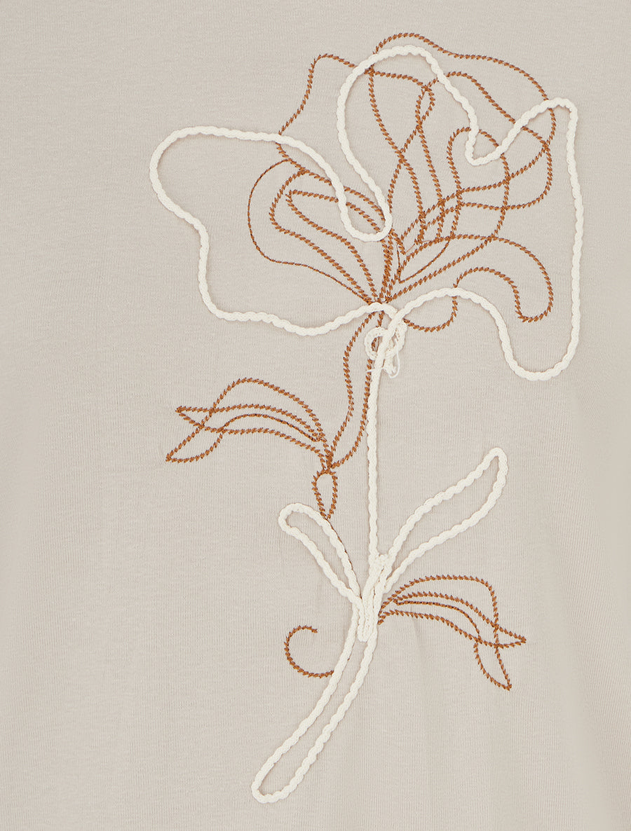 T-shirt manches courtes à motif floral - Beige - 3