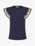 T-shirt uni manches courtes brodées - Marine - 1