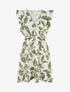 Robe imprimé feuilles à taille élastiquée - Kaki - 1