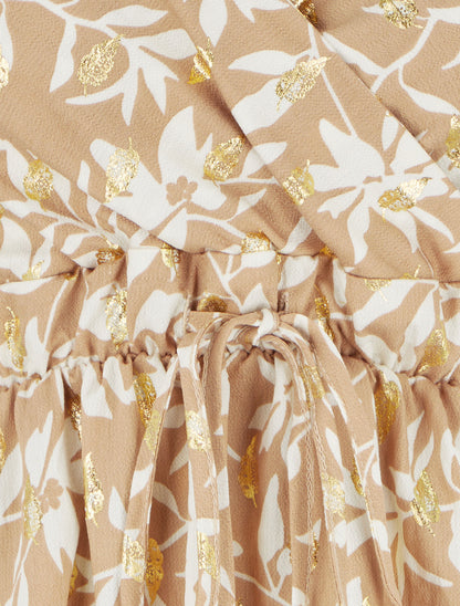 Robe imprimé feuillage à détail irisé - Taupe - 3