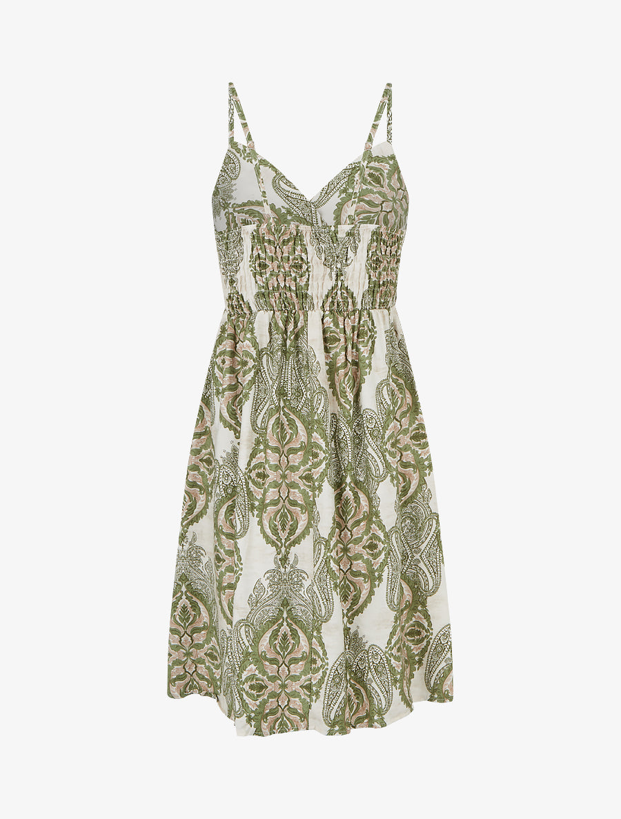 Robe mi-longue imprimé baroque - Kaki - 2