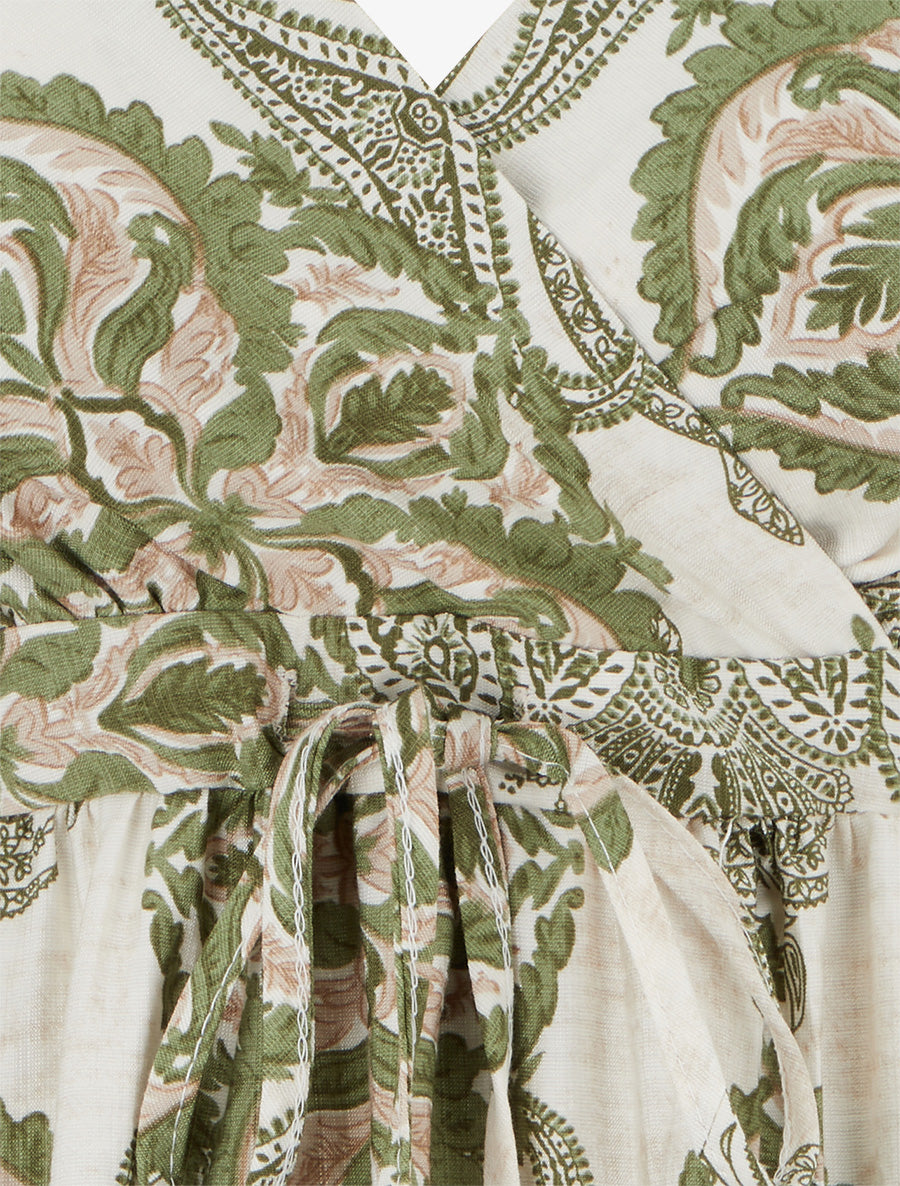 Robe mi-longue imprimé baroque - Kaki - 3