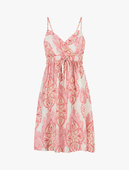 Robe mi-longue imprimé baroque - Rose - 1