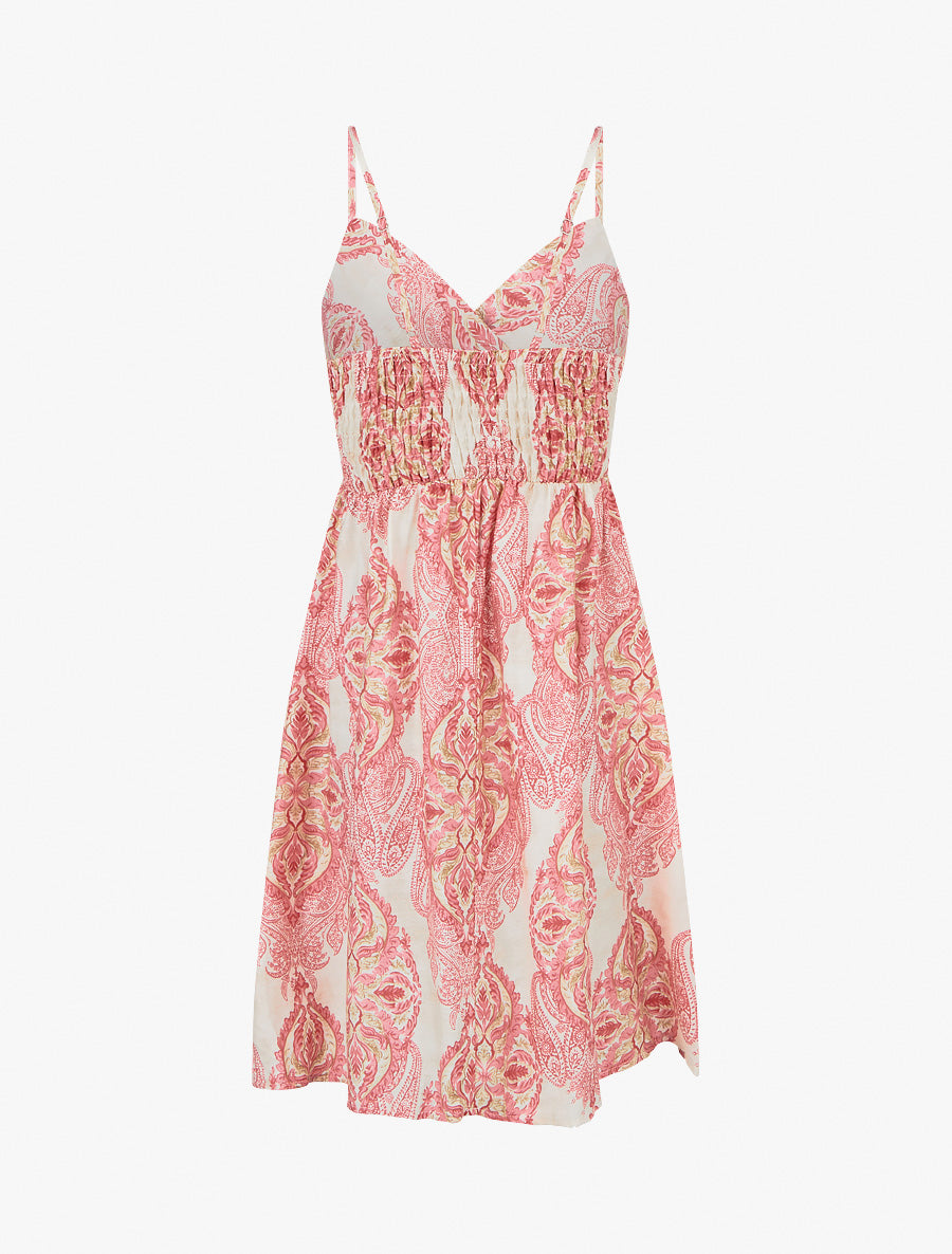 Robe mi-longue imprimé baroque - Rose - 2