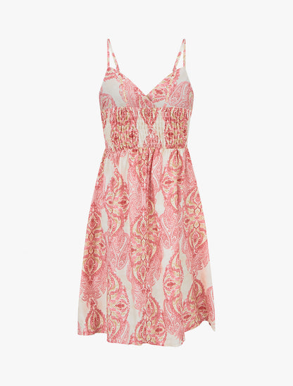 Robe mi-longue imprimé baroque - Rose - 2