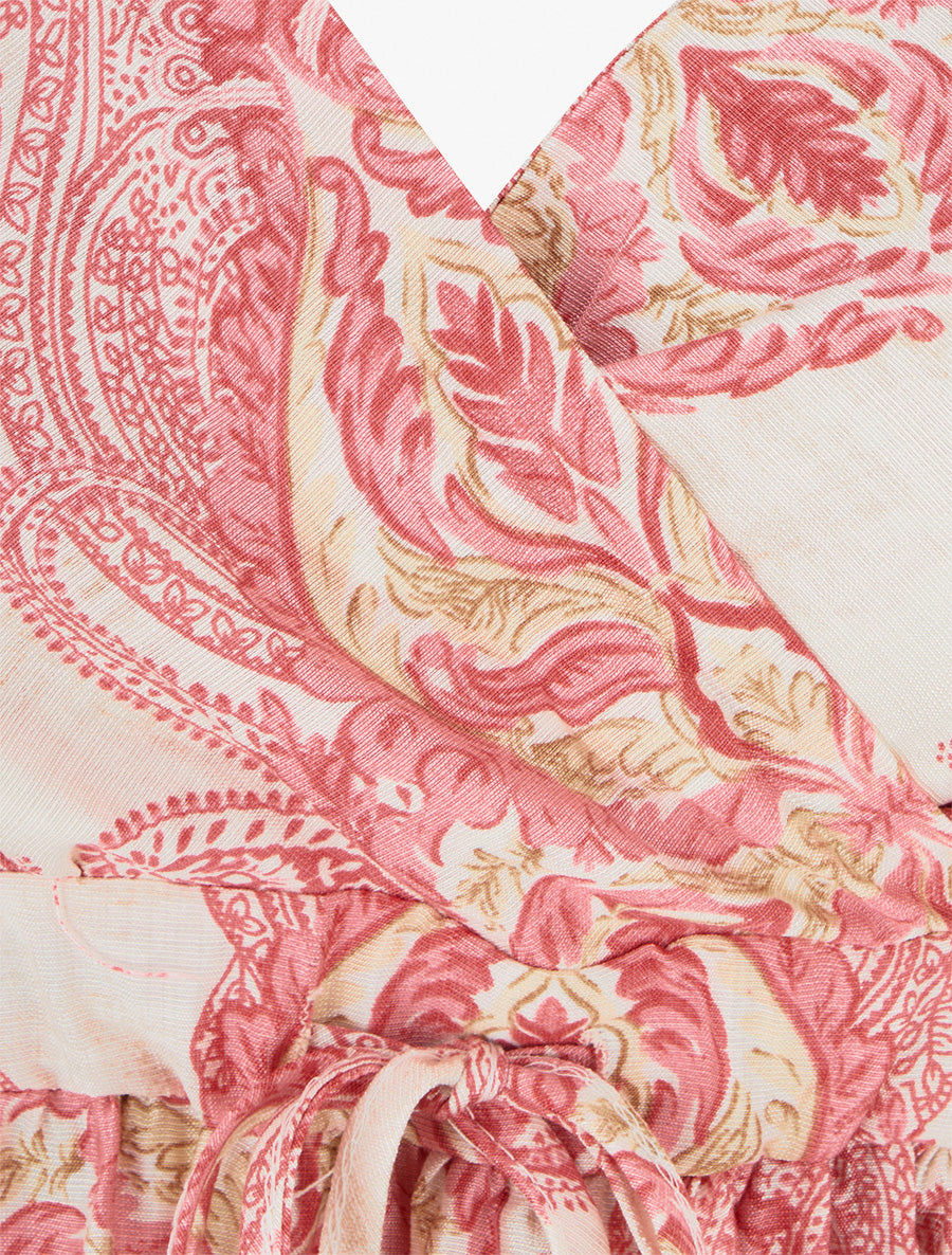 Robe mi-longue imprimé baroque - Rose - 3