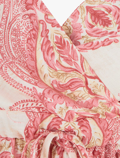 Robe mi-longue imprimé baroque - Rose - 3