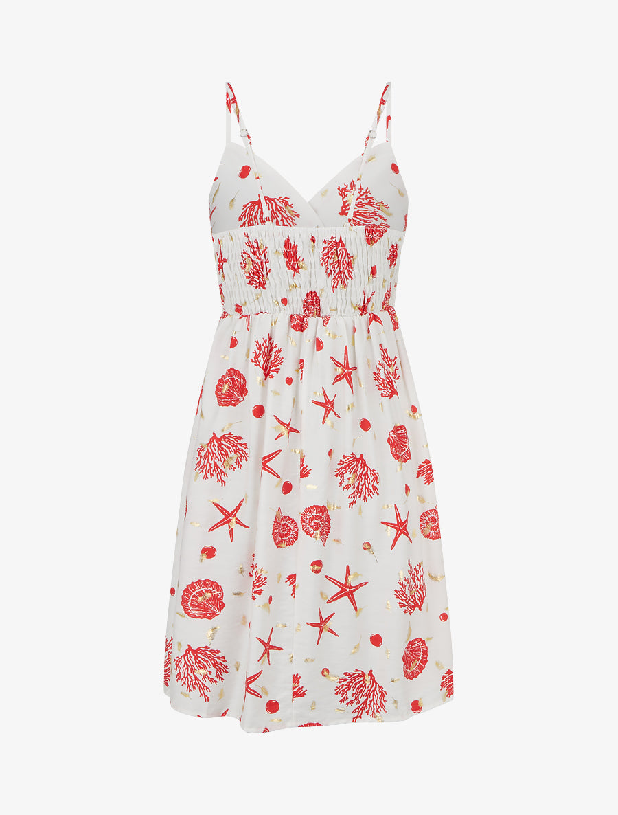 Robe mi-longue imprimé motif marins - Rouge - 2