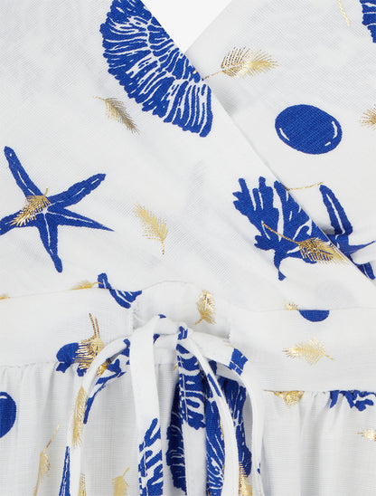 Robe mi-longue imprimé motif marins - Bleu roi - 3