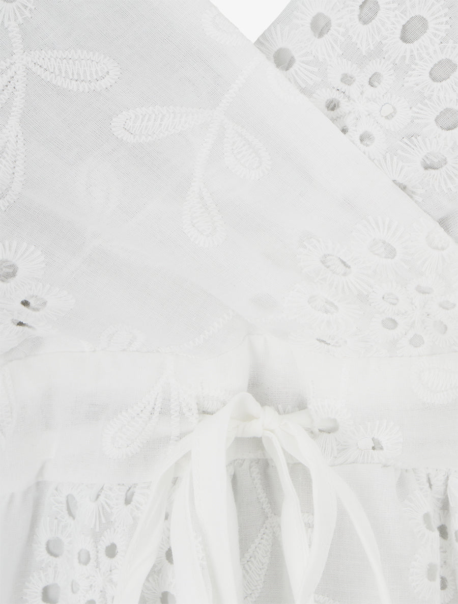 Robe mi-longue à motif floral ajouré - Blanc - 3