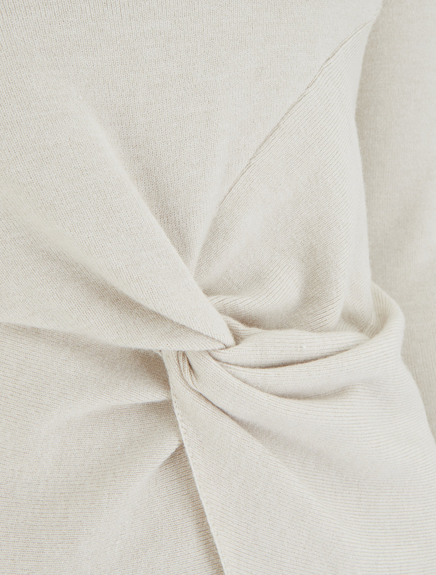 Pull droit à manches longues et noeud torsadé - Beige - 3