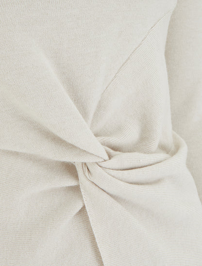 Pull droit à manches longues et noeud torsadé - Beige - 3