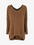 Pull long à détail dentelle au dos - Camel - 1