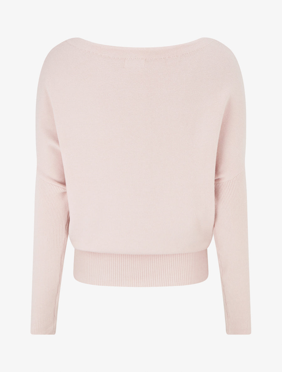 Pull droit manches chauve-souris et col bateau - Rose - 2