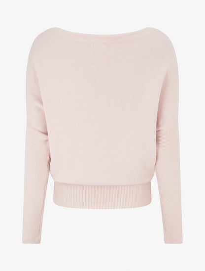 Pull droit manches chauve-souris et col bateau - Rose - 2