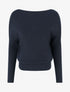 Pull droit manches chauve-souris et col bateau - Marine - 1