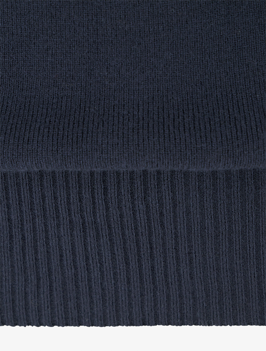Pull droit manches chauve-souris et col bateau - Marine - 3