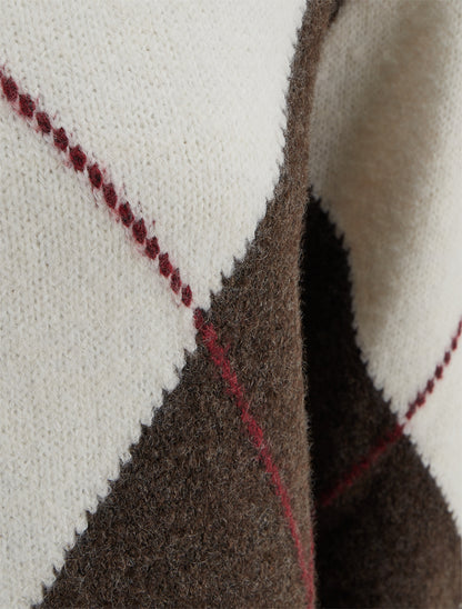 Pull en maille à imprimé color block - Beige - 3