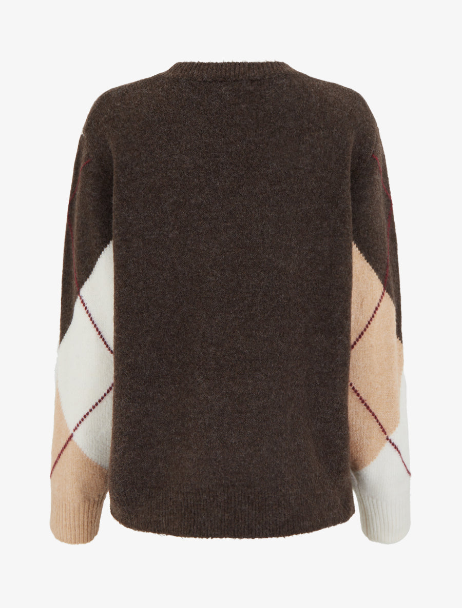 Pull en maille à imprimé color block - Marron - 2