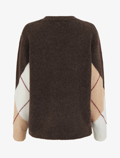 Pull en maille à imprimé color block - Marron - 2
