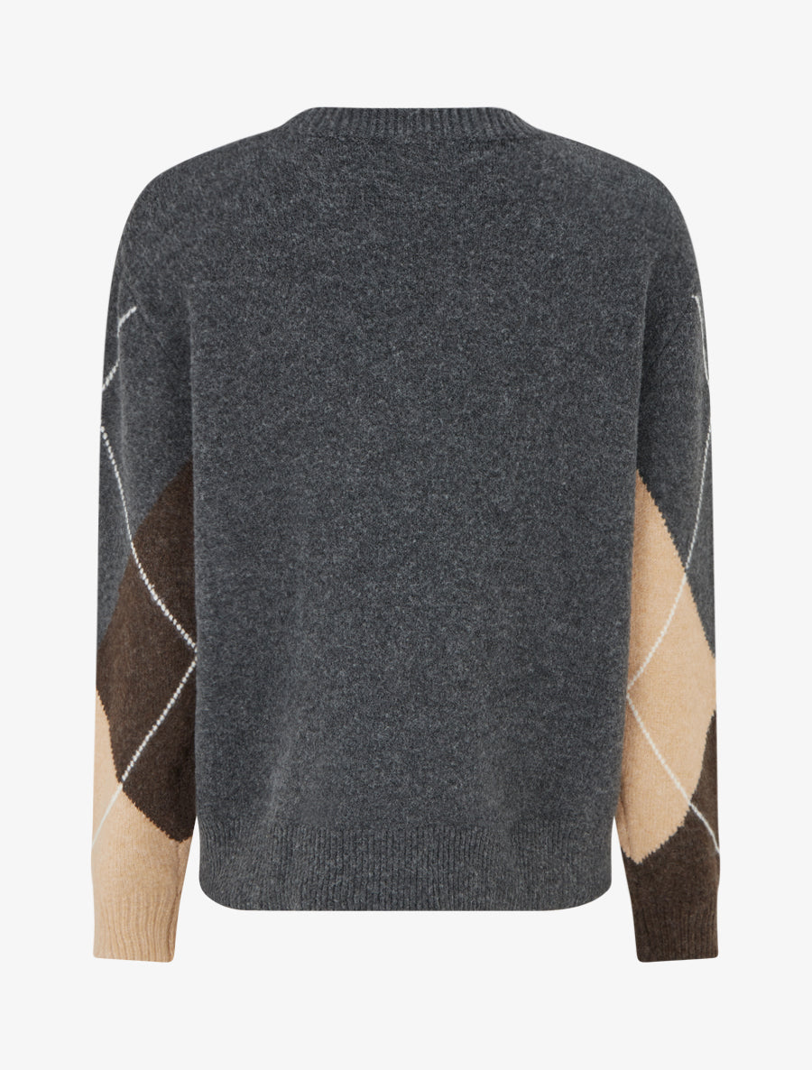 Pull en maille à imprimé color block - Gris - 2