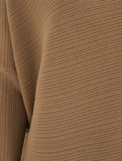Pull ample à manches longues chauves-souris - Camel - 3