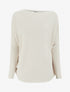 Pull ample à manches longues chauves-souris - Crème - 1