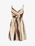 Robe mi-longue imprimé abstrait à détail irisé - Marron - 1