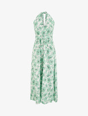 Robe longue dos nu imprimé floral - Vert menthe - 1