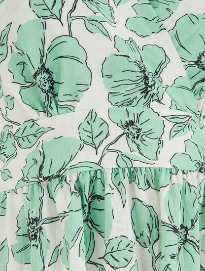 Robe longue dos nu imprimé floral - Vert menthe - 3