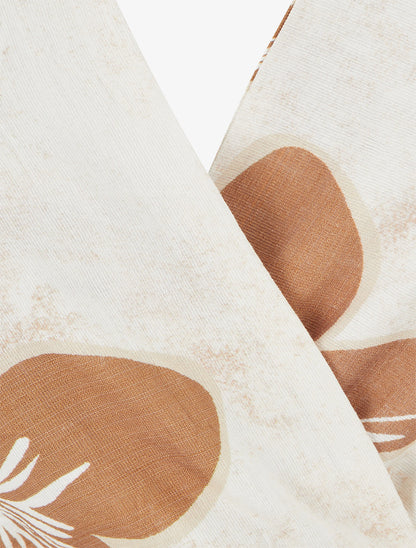 Robe mi-longue dos nu imprimé grandes fleurs - Terracotta - 3
