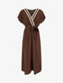 Robe longue manches courtes à col fantaisie - Marron - 1