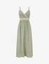 Robe longue uni à buste brodé - Kaki - 1