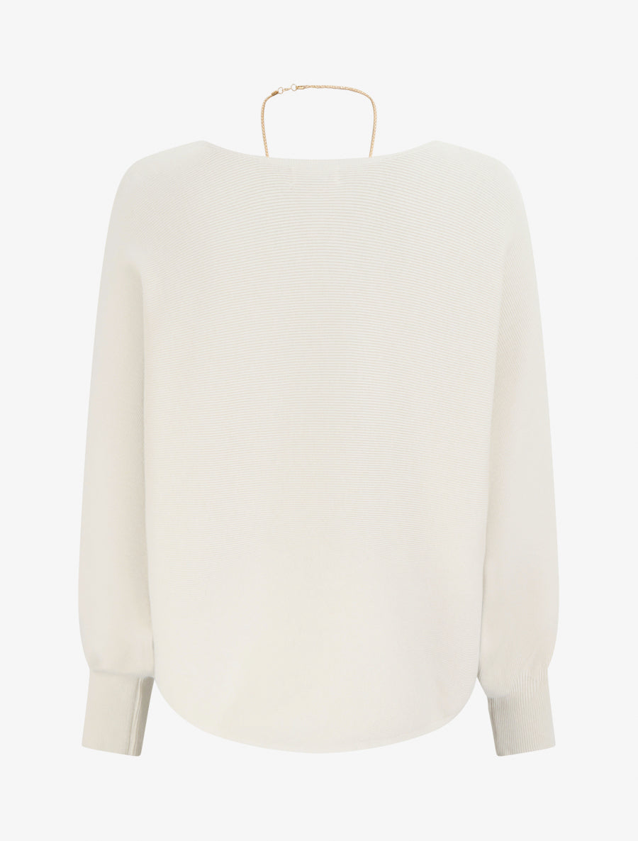 Pull droit à manches chauve-souris - Beige - 2