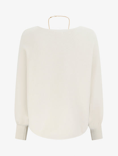 Pull droit à manches chauve-souris - Beige - 2