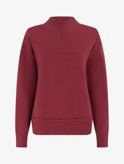 Pull ample à col montant et couture fantaisie - Bordeaux - 1