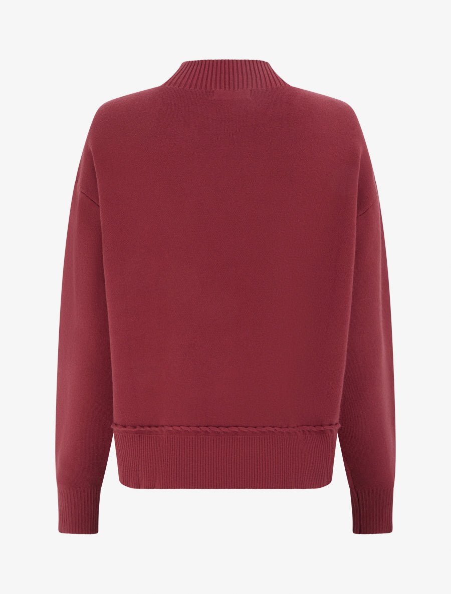 Pull ample à col montant et couture fantaisie - Bordeaux - 2