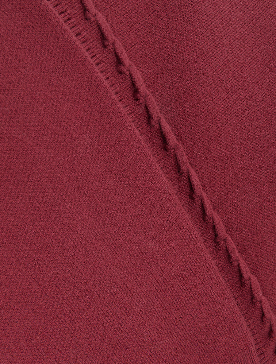 Pull ample à col montant et couture fantaisie - Bordeaux - 3