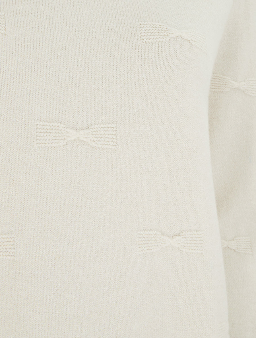 Pull droit col rond à motif noeud - Écru - 3