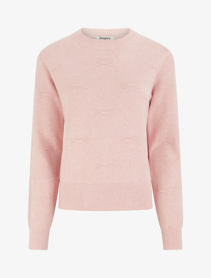 Pull droit col rond à motif noeud - Rose - 1