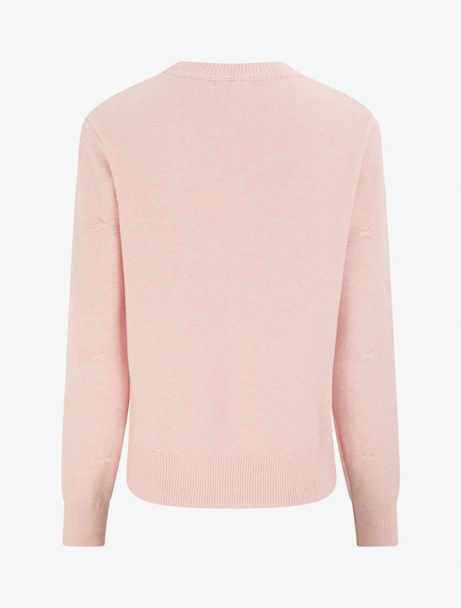 Pull droit col rond à motif noeud - Rose - 2