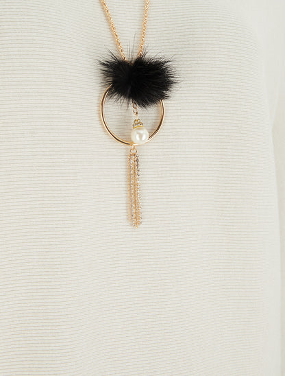 Pull droit à manches chauve-souris et col montant - Écru - 3