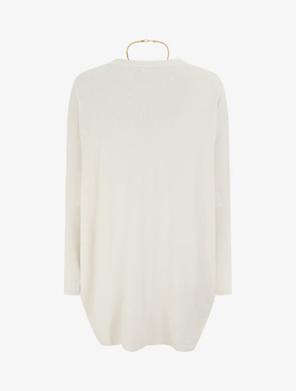 Pull long uni asymétrique - Écru - 2
