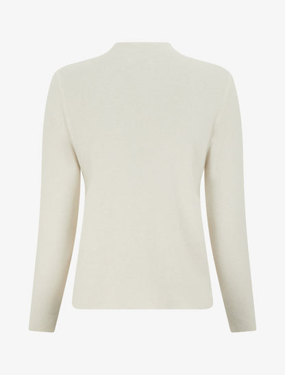 Pull droit à col montant et boutons décoratifs - Beige - 2