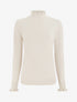 Pull droit à col montant et poignets volantés - Beige - 1
