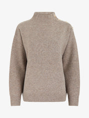 Pull en laine mélangée à boutons fantaisies - Taupe - 1
