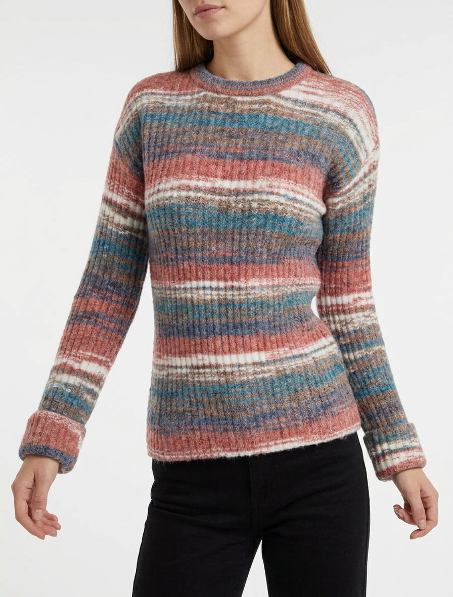 Pull coloré à manches à revers - Rouge