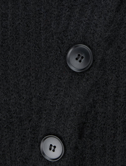 Pull uni à fermeture boutonnée - Noir - 3