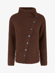 Pull uni à fermeture boutonnée - Marron - 1